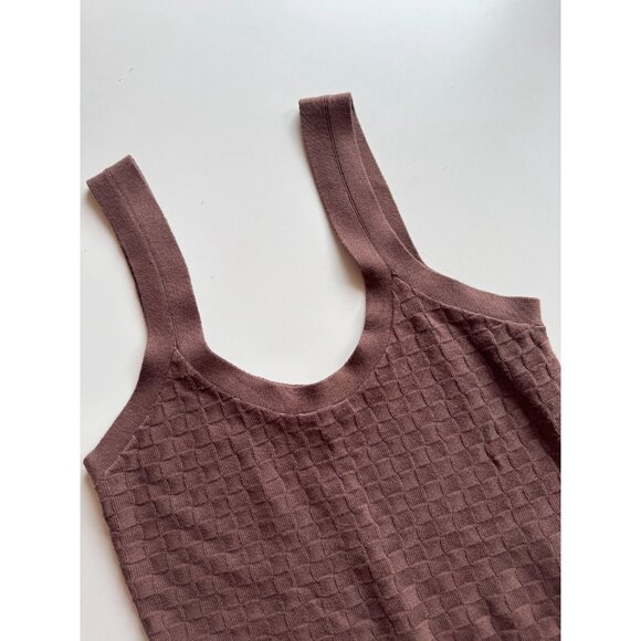 ABERCROMBIE & FITCH Brown Viscose Checkered Knit Slim Scoop Neck Tank, Size S - Picture 5 of 8